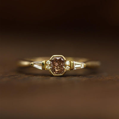 Morvi Emerald Brown Diamond Ring - Flora Bhattachary Fine Jewellery