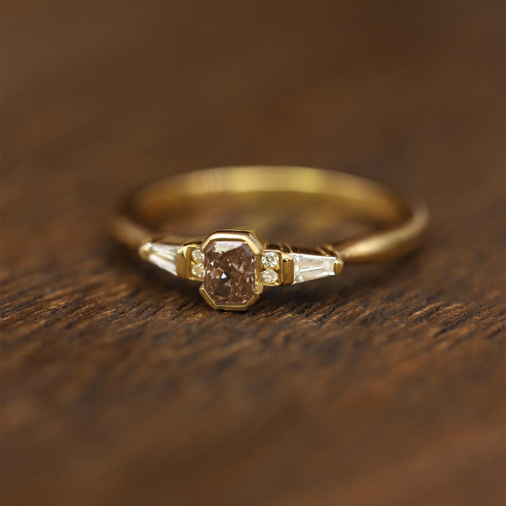 Emerald Brown Diamond Ring - Flora Bhattachary Fine Jewellery