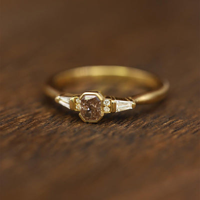 Emerald Brown Diamond Ring - Flora Bhattachary Fine Jewellery