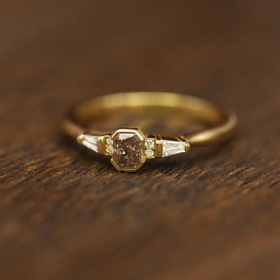 Morvi Emerald Brown Diamond Ring - Flora Bhattachary Fine Jewellery