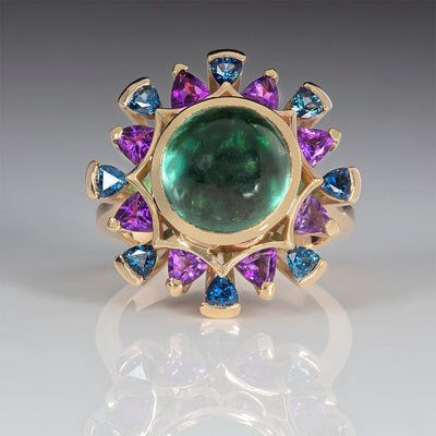 Tourmaline Sapphire Amethyst Cocktail Ring - Flora Bhattachary Fine Jewellery