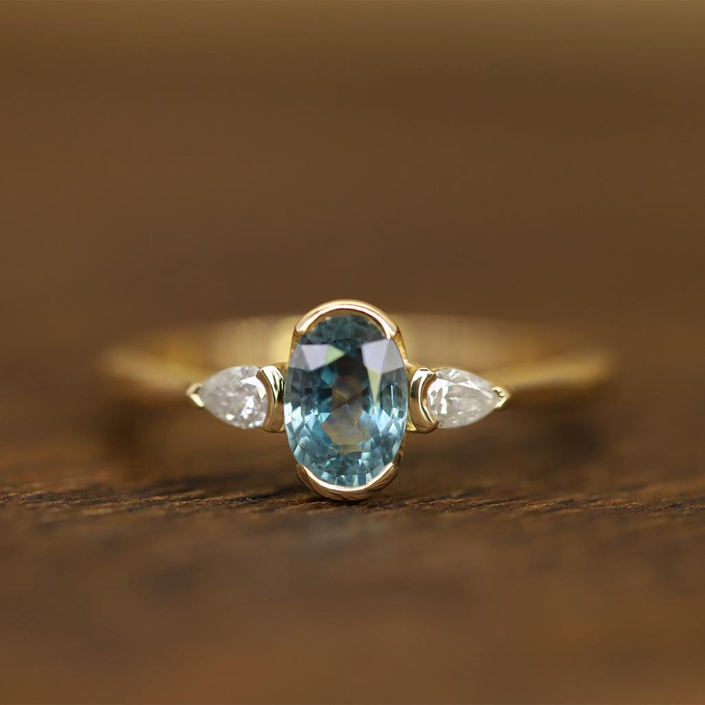 Oval Blue Sapphire and Diamond Ring - Flora Bhattachary Fine Jewellery