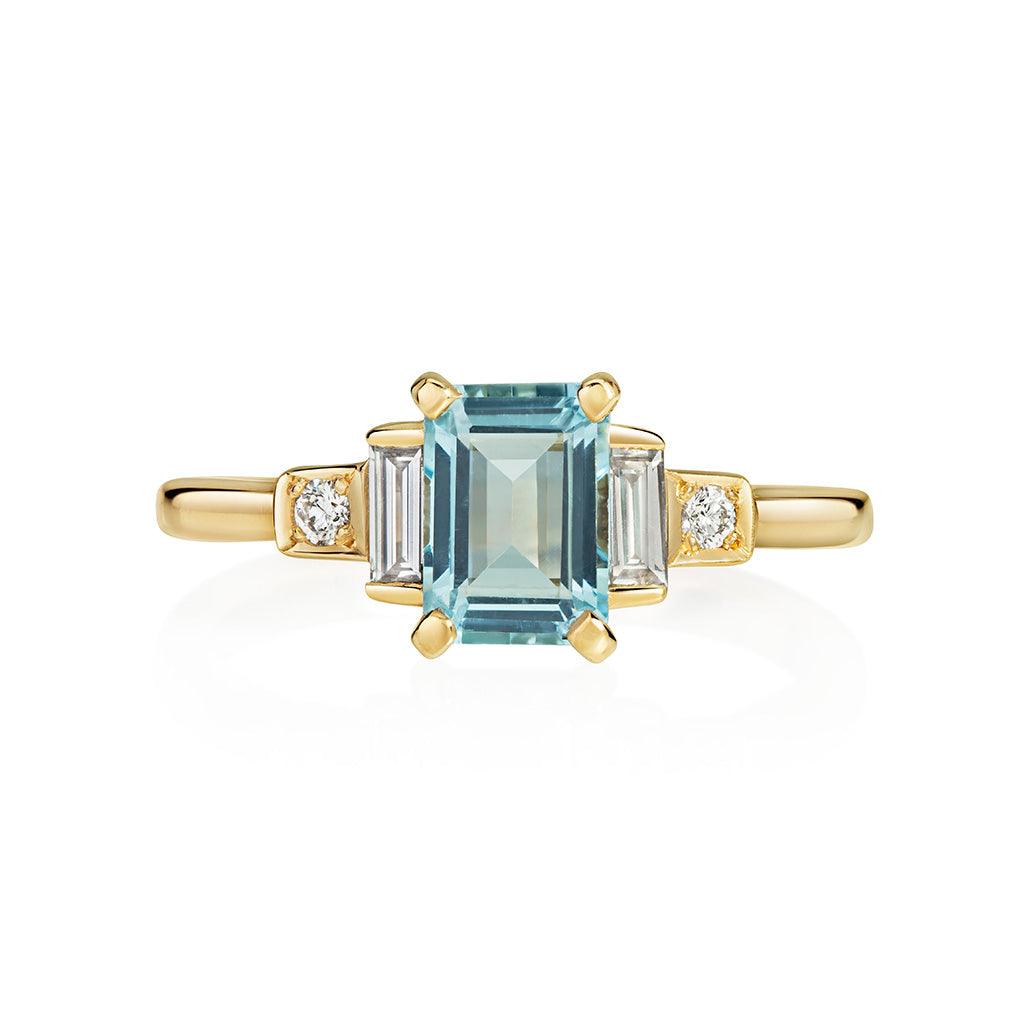 Aquamarine Diamond Ring