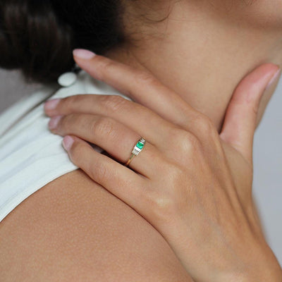 Panna Emerald Champagne Diamond Ring - Flora Bhattachary Fine Jewellery