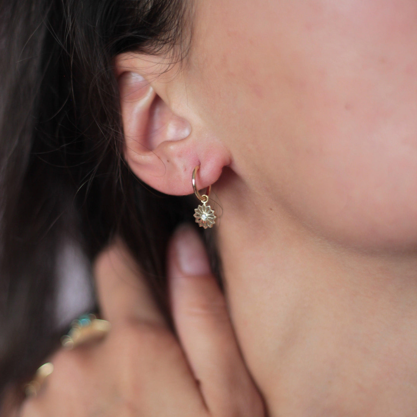 Pushpa Star Charm Hoops - Flora Bhattachary Fine Jewellery