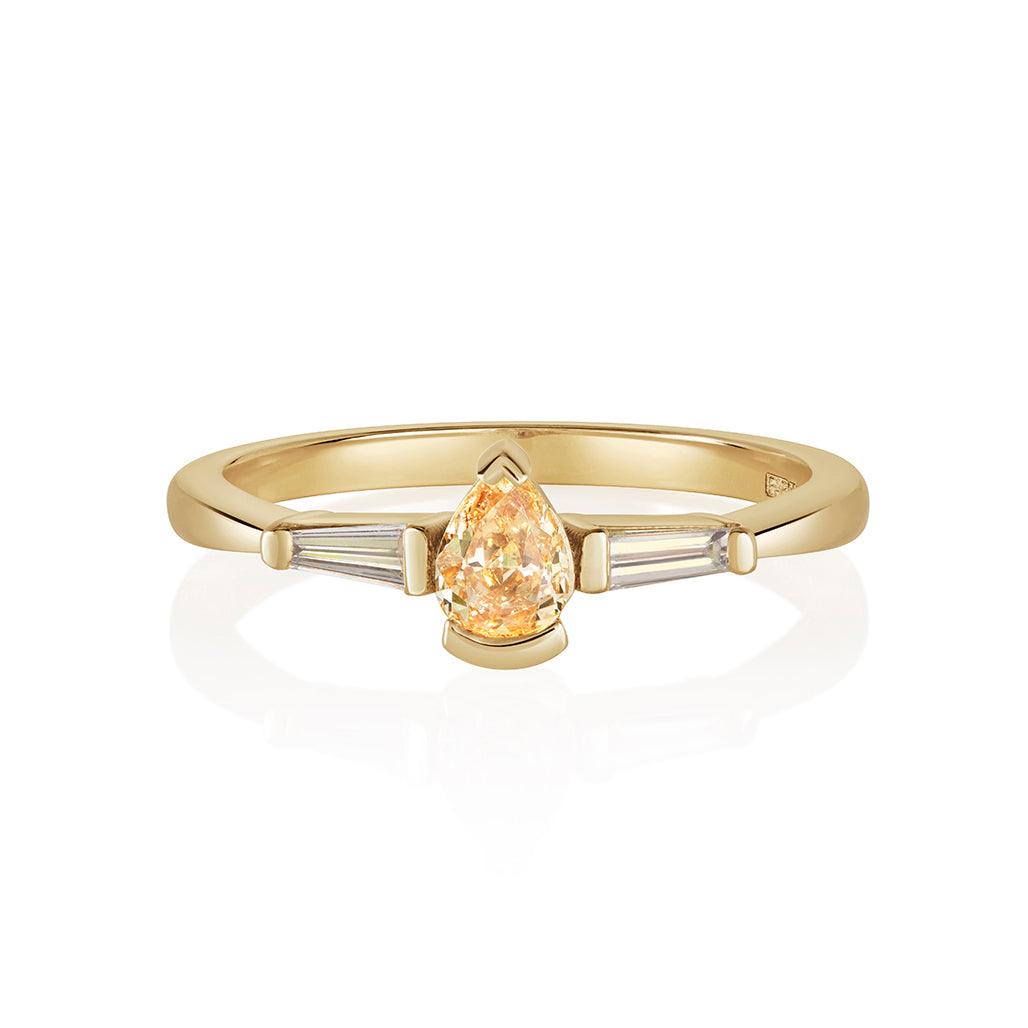 Saffron Pear Yellow Diamond Ring - Flora Bhattachary Fine Jewellery