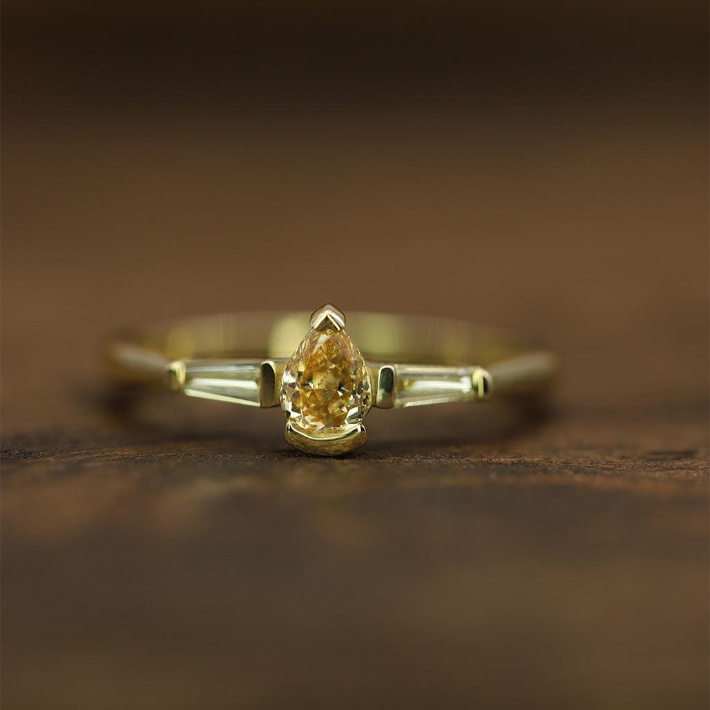 Pear Yellow Diamond Ring - Flora Bhattachary Fine Jewellery