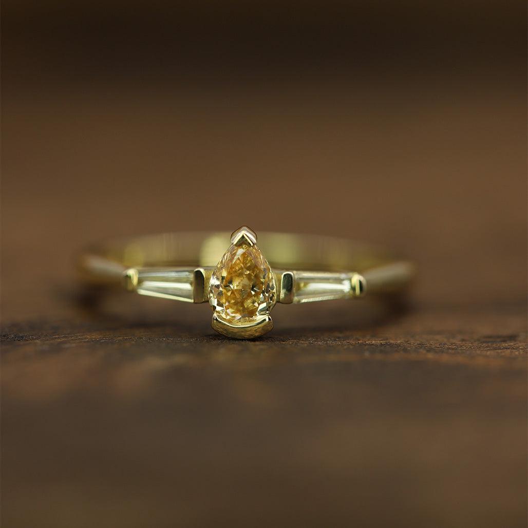 Saffron Pear Yellow Diamond Ring - Flora Bhattachary Fine Jewellery