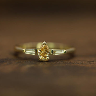 Pear Yellow Diamond Ring - Flora Bhattachary Fine Jewellery