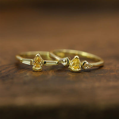 Saffron Pear Yellow Diamond Ring - Flora Bhattachary Fine Jewellery
