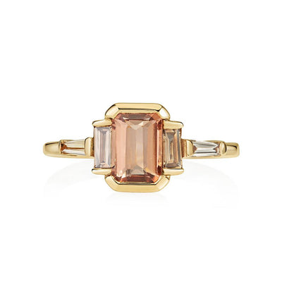 Salila Peach Tourmaline and Brown Diamond Ring - Flora Bhattachary Fine Jewellery