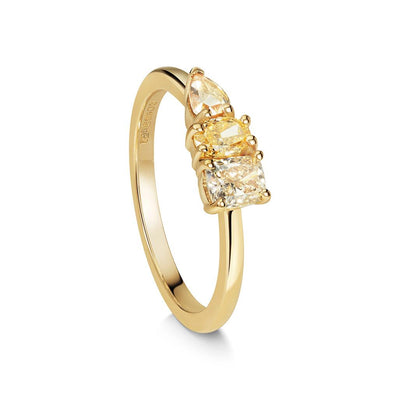 Champagne Three Diamond Ring - Flora Bhattachary Fine Jewellery