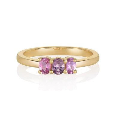 Sitara Oval Padparadscha Sapphire Ring - Flora Bhattachary Fine Jewellery