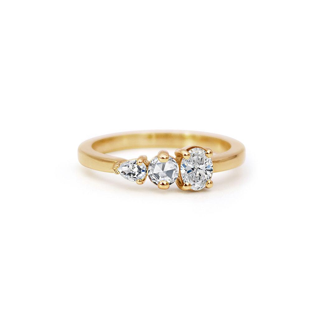 White Diamond Three Stone Ring - Flora Bhattachary Fine Jewellery
