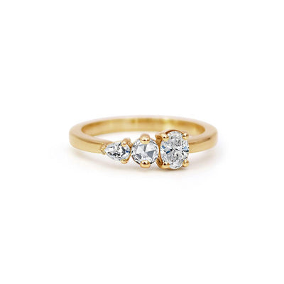White Diamond Three Stone Ring - Flora Bhattachary Fine Jewellery