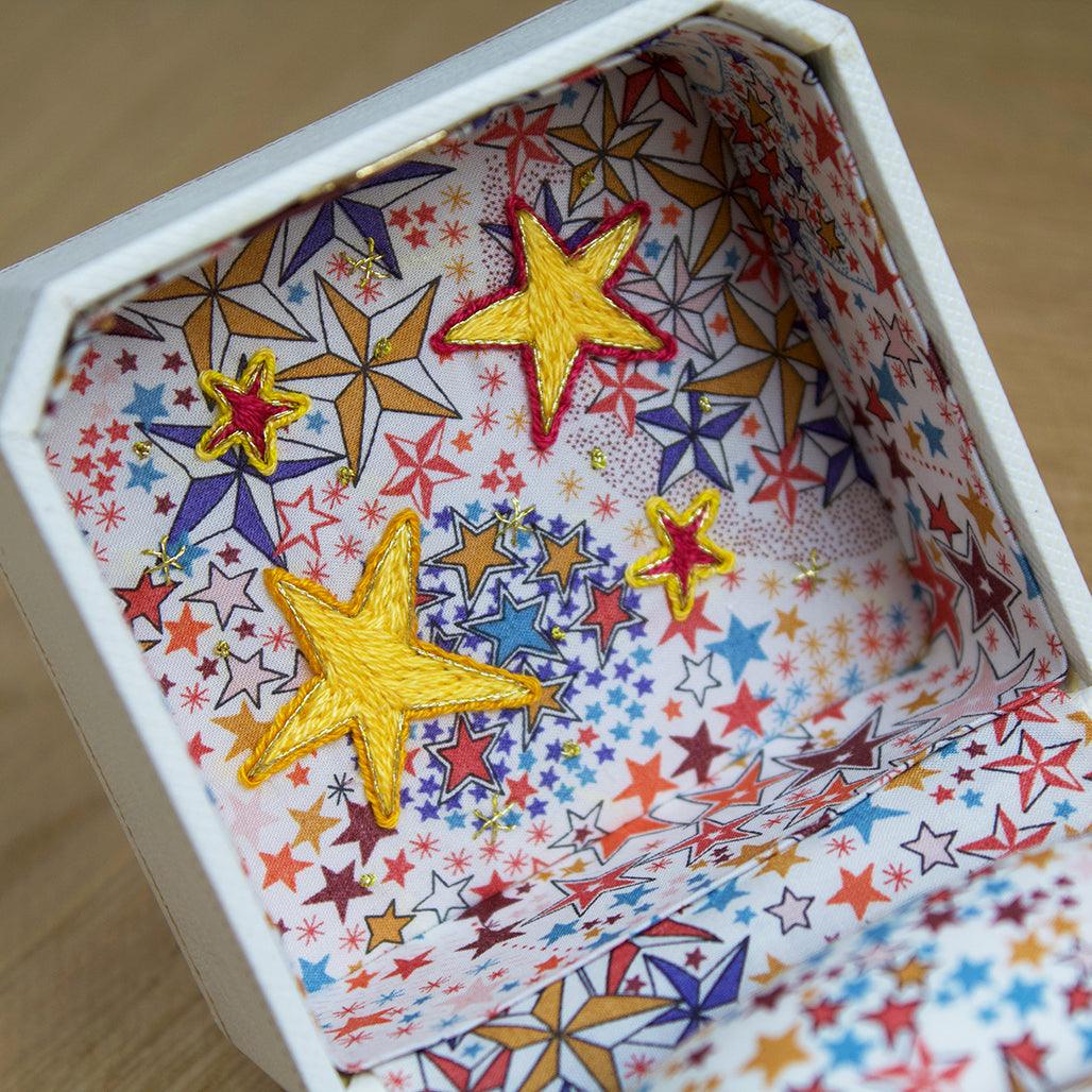 Stars Embroidered Ring Box - Flora Bhattachary Fine Jewellery