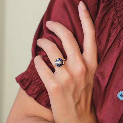 Antique Sapphire Target Ring - Flora Bhattachary Fine Jewellery