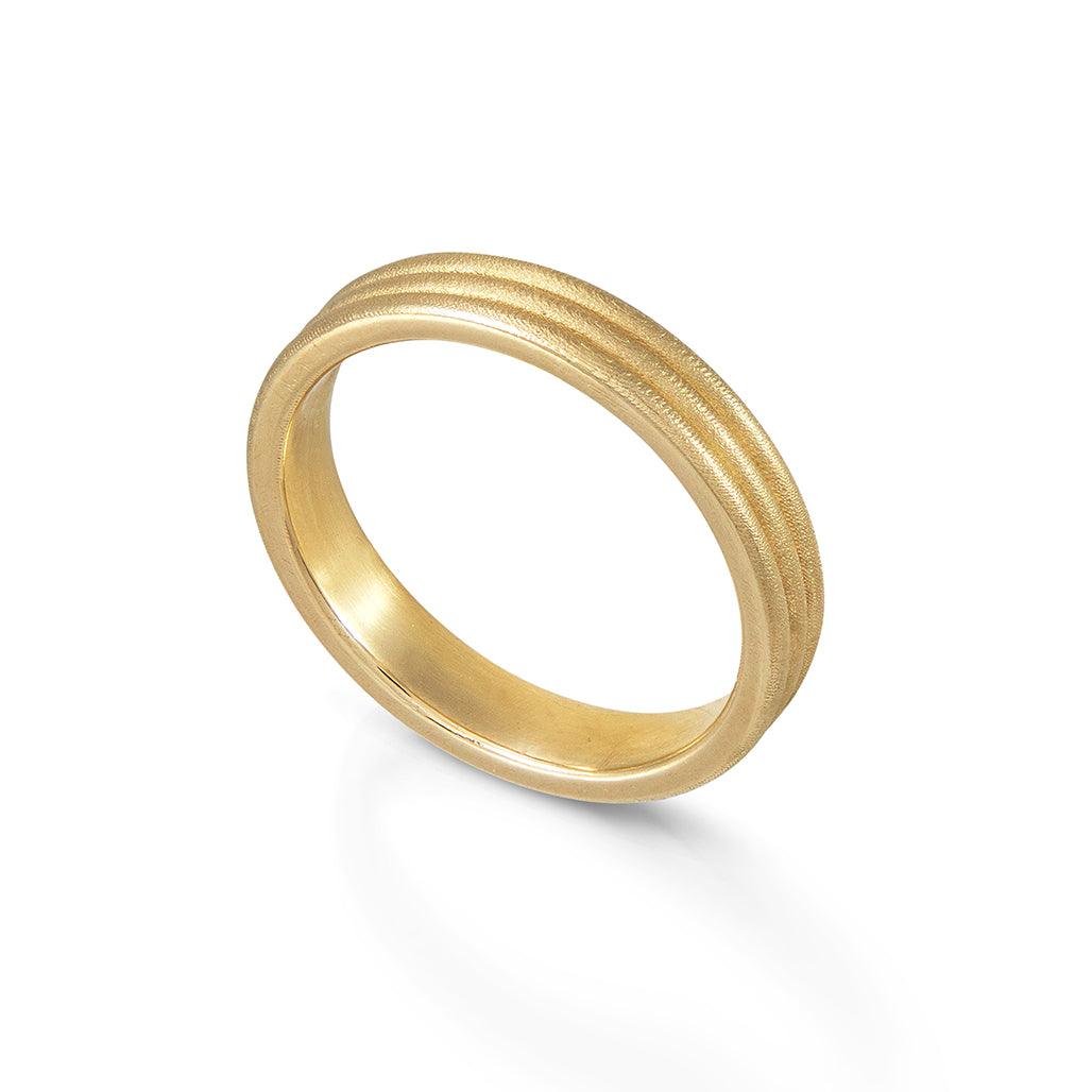 Taksati Wide Grooved Band - Flora Bhattachary Fine Jewellery