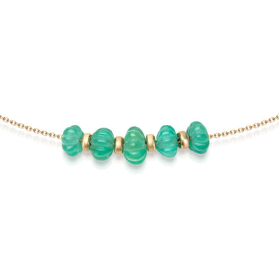 Temple Carved Emerald Necklace - Flora Bhattachary Fine Jewellery
