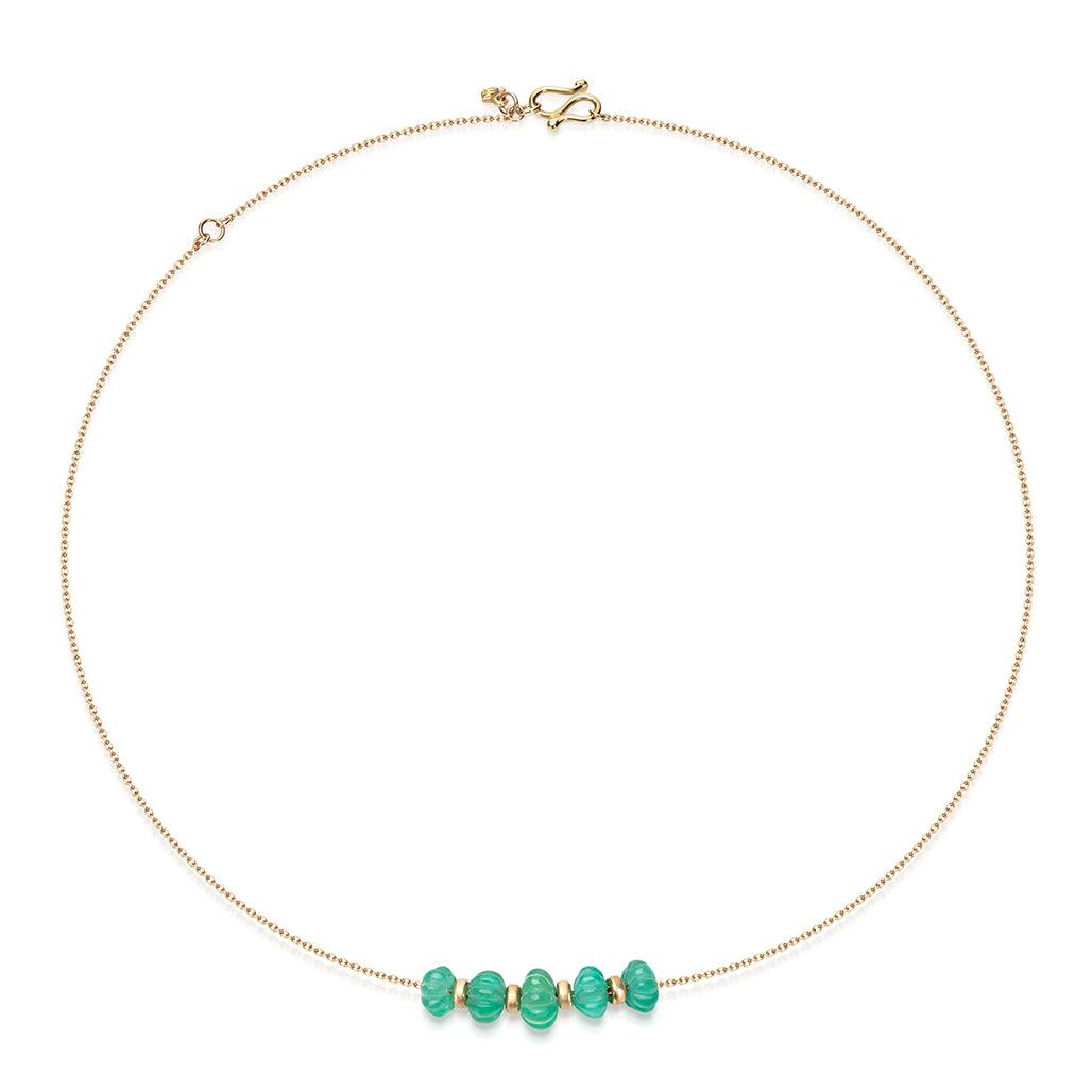Carved Emerald Bead Necklace - Flora Bhattachary Fine Jewellery