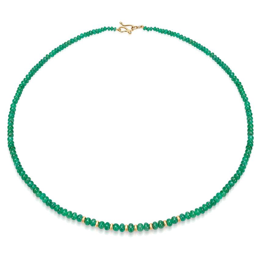 Gold Emerald Bead Necklace - Flora Bhattachary Fine Jewellery