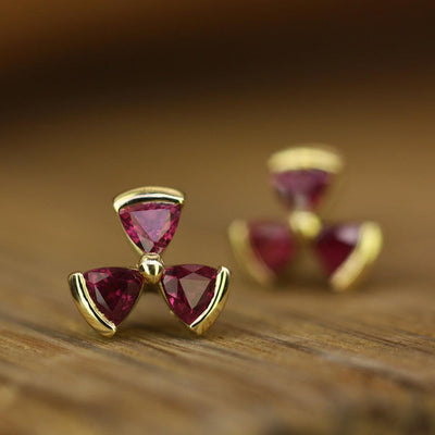 Trini Ruby Triple Studs - Flora Bhattachary Fine Jewellery