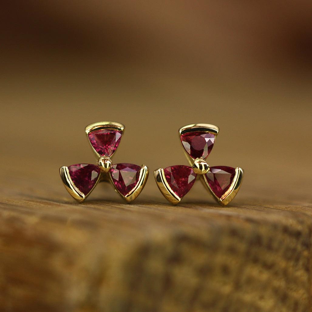 Ruby Triple Studs - Flora Bhattachary Fine Jewellery